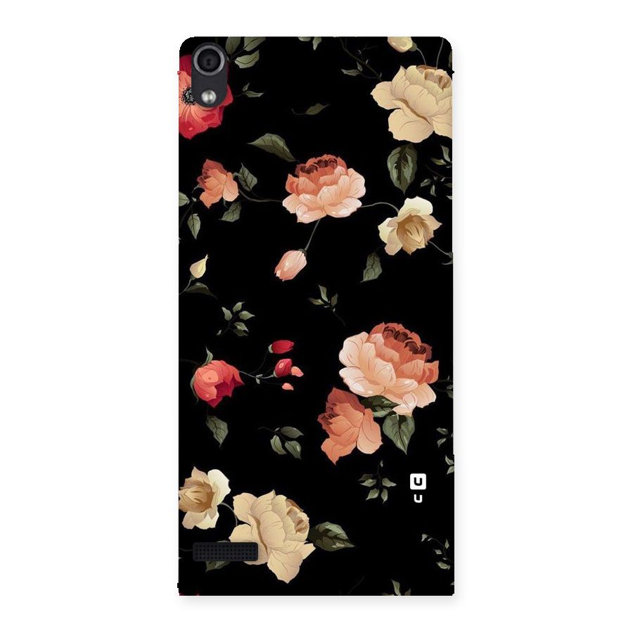 Black Artistic Floral Back Case for Ascend P6
