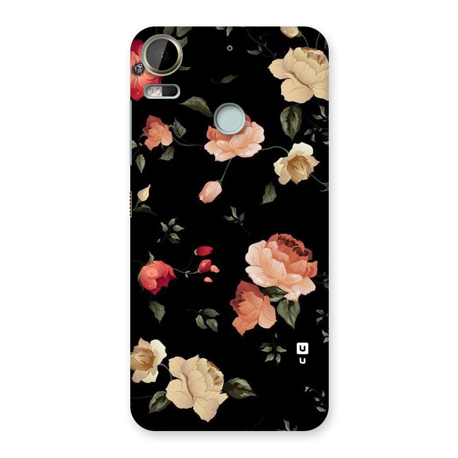 Black Artistic Floral Back Case for Desire 10 Pro