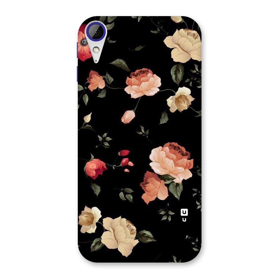 Black Artistic Floral Back Case for Desire 830
