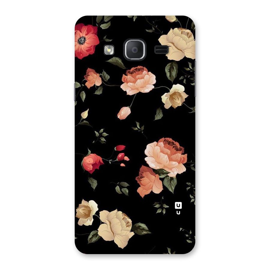 Black Artistic Floral Back Case for Galaxy On7 Pro