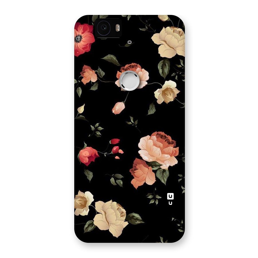Black Artistic Floral Back Case for Google Nexus-6P