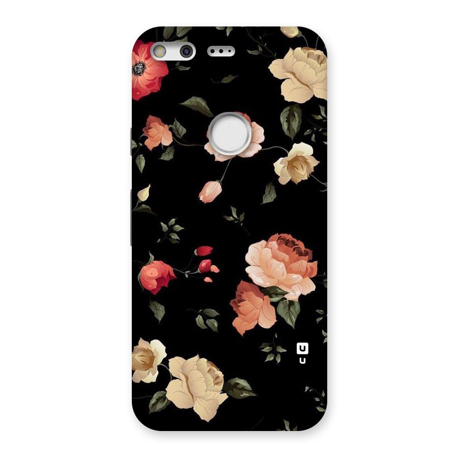 Black Artistic Floral Back Case for Google Pixel