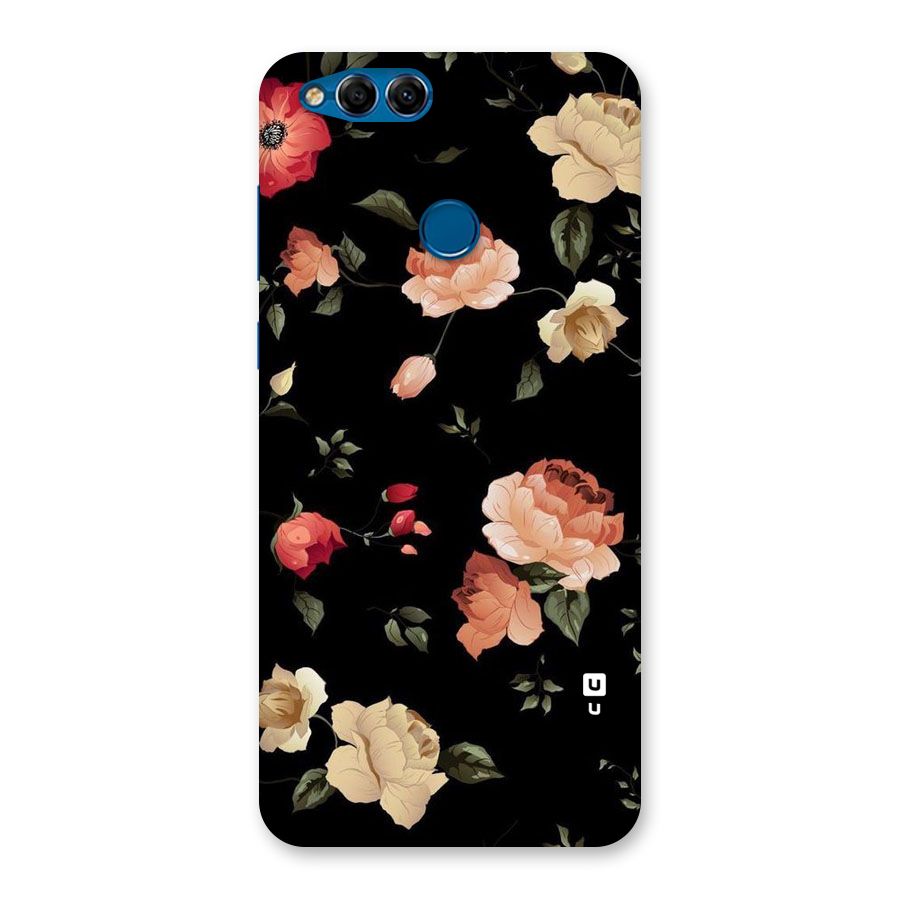 Black Artistic Floral Back Case for Honor 7X