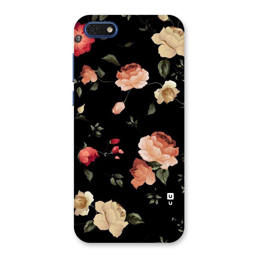 Black Artistic Floral Back Case for Honor 7s