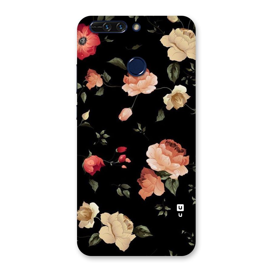 Black Artistic Floral Back Case for Honor 8 Pro