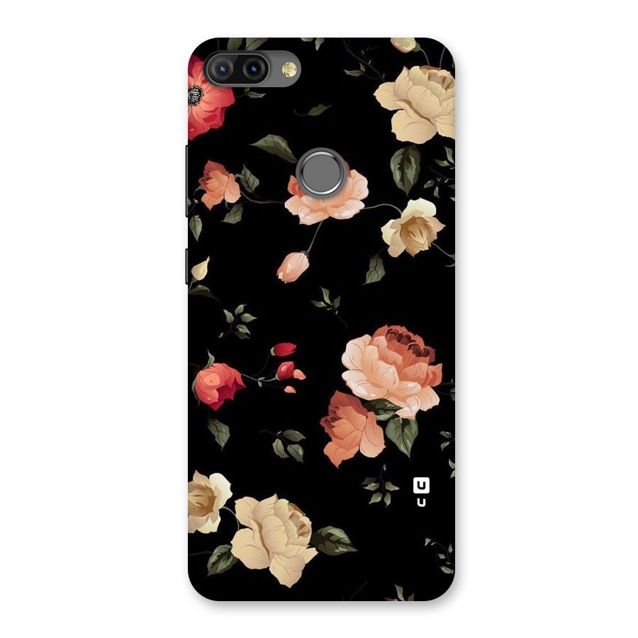 Black Artistic Floral Back Case for Infinix Hot 6 Pro