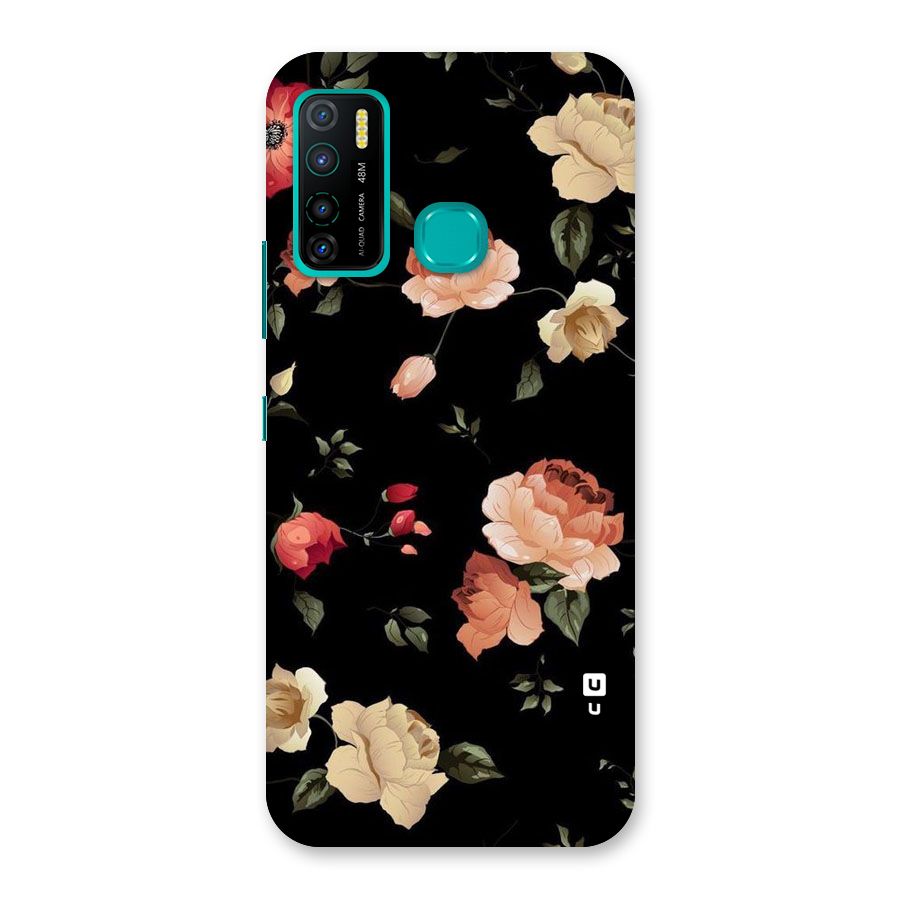 Black Artistic Floral Back Case for Infinix Hot 9 Pro