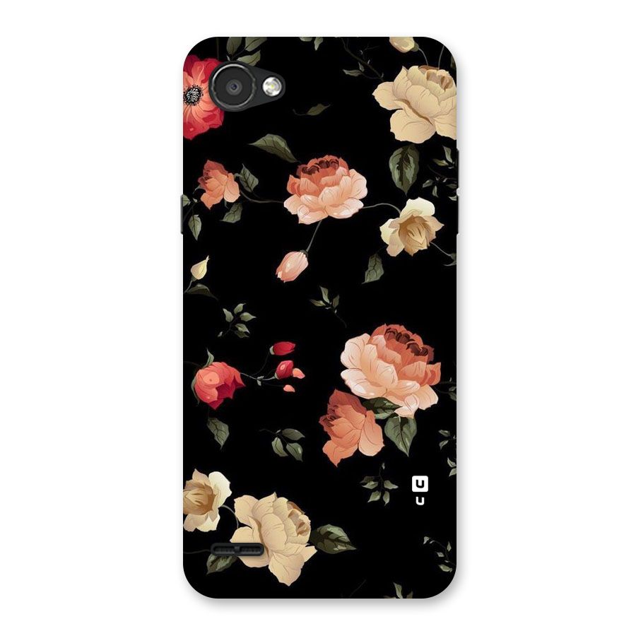 Black Artistic Floral Back Case for LG Q6