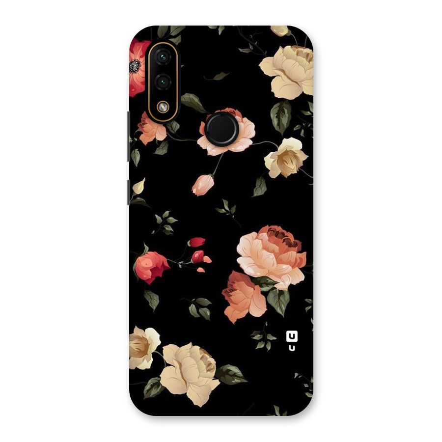 Black Artistic Floral Back Case for Lenovo A6 Note