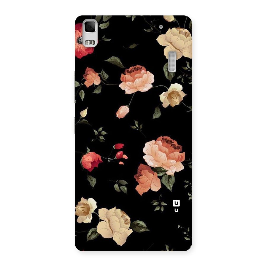 Black Artistic Floral Back Case for Lenovo A7000