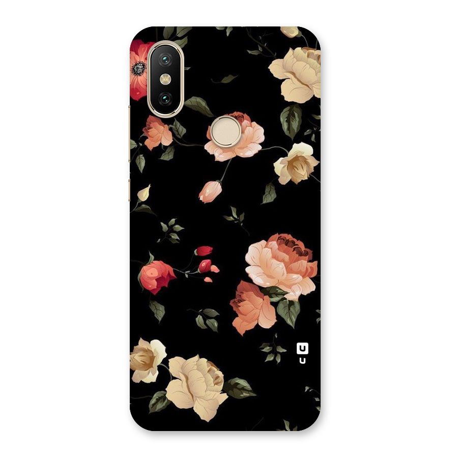 Black Artistic Floral Back Case for Mi A2
