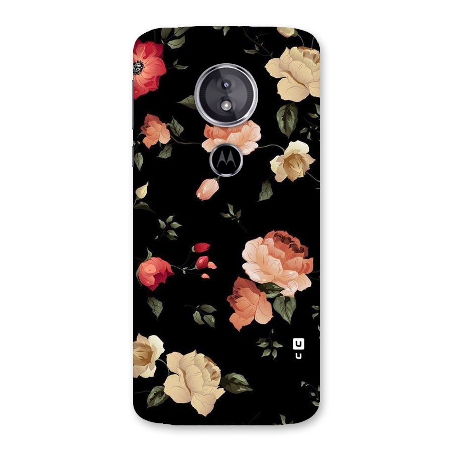 Black Artistic Floral Back Case for Moto E5