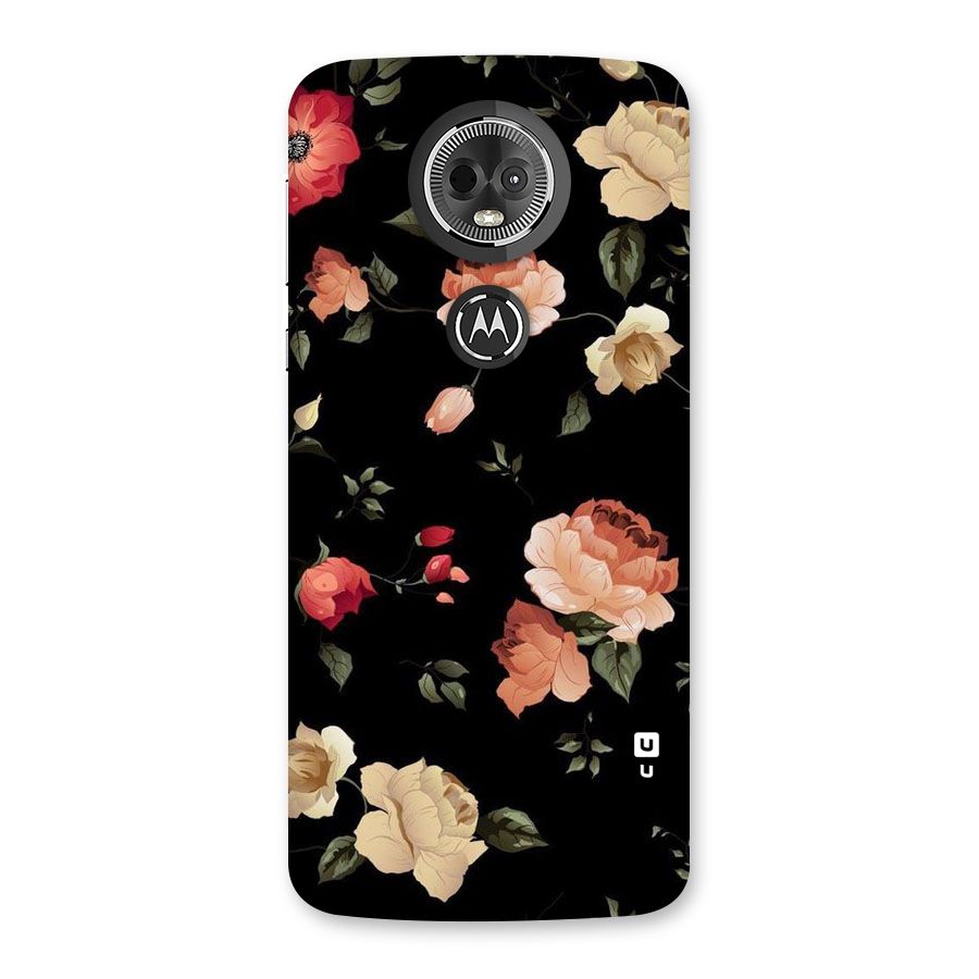 Black Artistic Floral Back Case for Moto E5 Plus