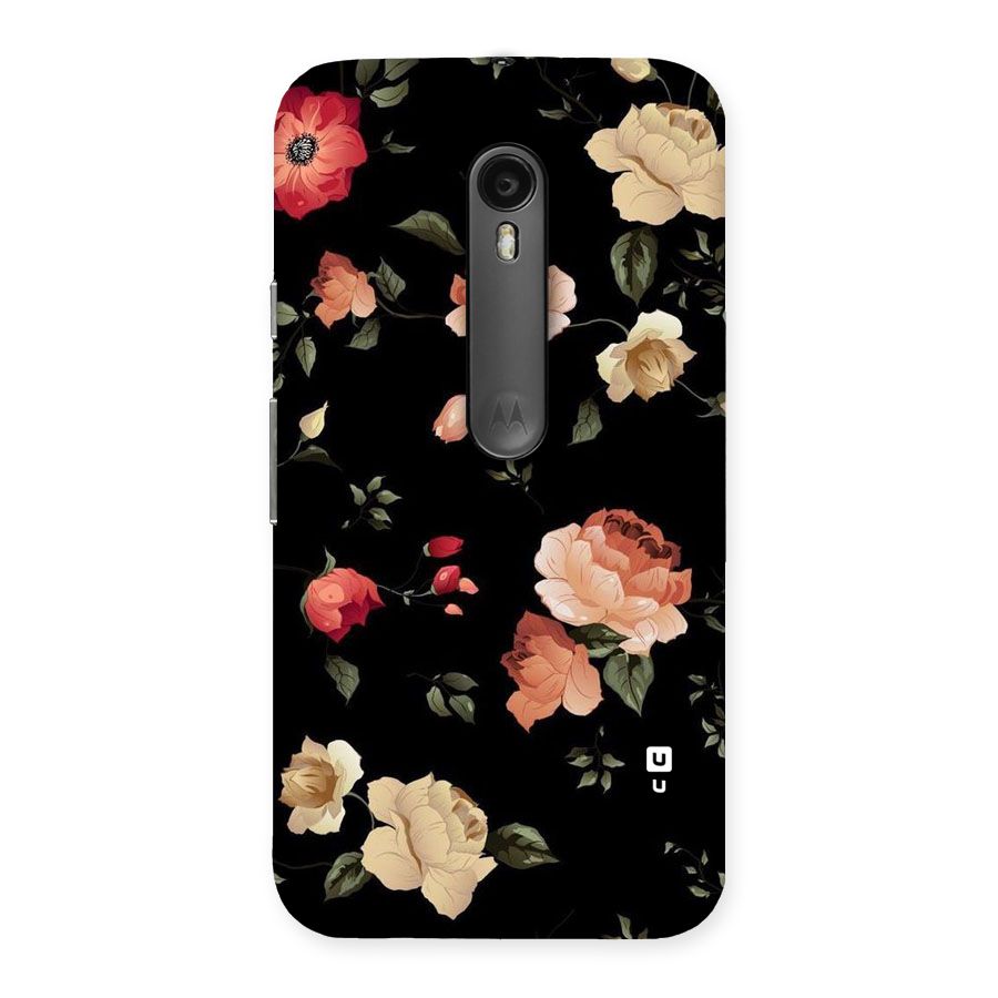 Black Artistic Floral Back Case for Moto G3