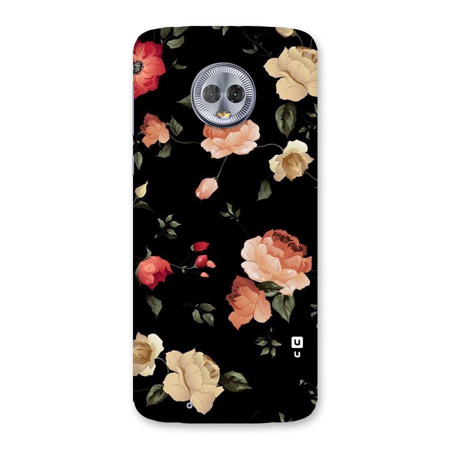 Black Artistic Floral Back Case for Moto G6