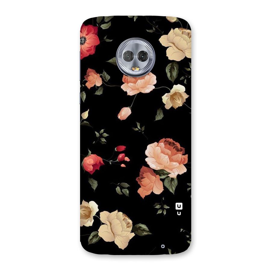 Black Artistic Floral Back Case for Moto G6 Plus