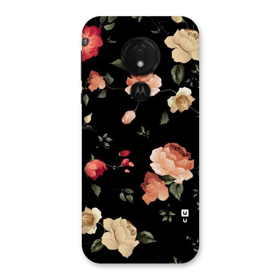 Black Artistic Floral Back Case for Moto G7 Power