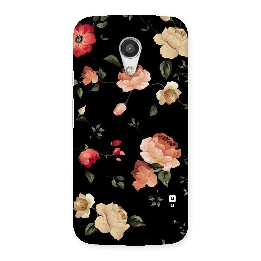 Black Artistic Floral Back Case for Moto G 2nd Gen