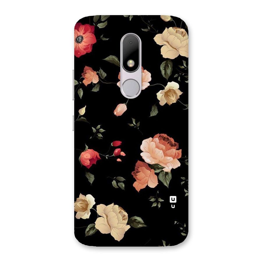 Black Artistic Floral Back Case for Moto M