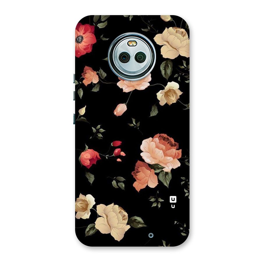 Black Artistic Floral Back Case for Moto X4