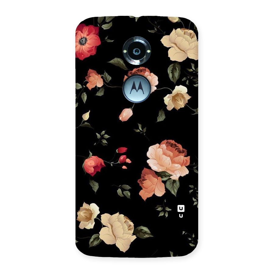 Black Artistic Floral Back Case for Moto X 2nd Gen