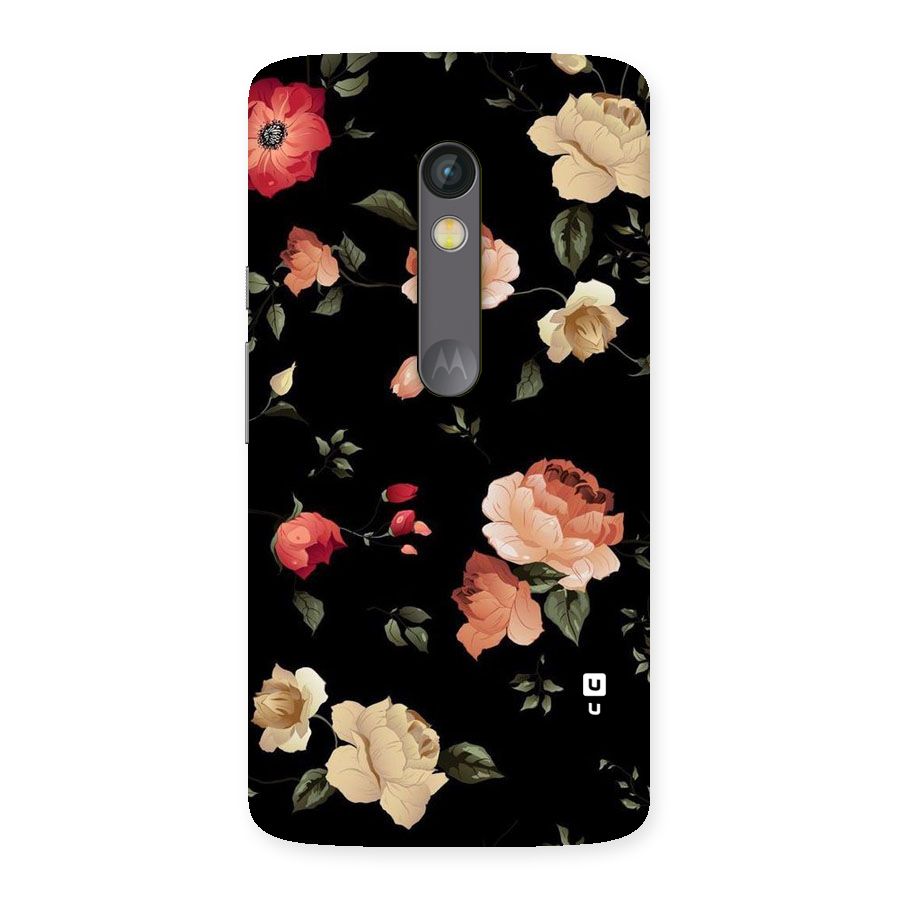 Black Artistic Floral Back Case for Moto X Play