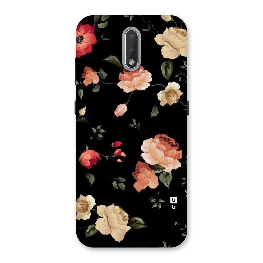 Black Artistic Floral Back Case for Nokia 2.3