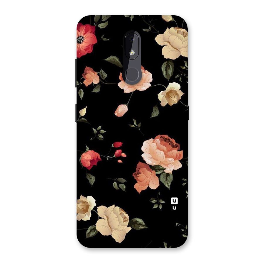 Black Artistic Floral Back Case for Nokia 3.2