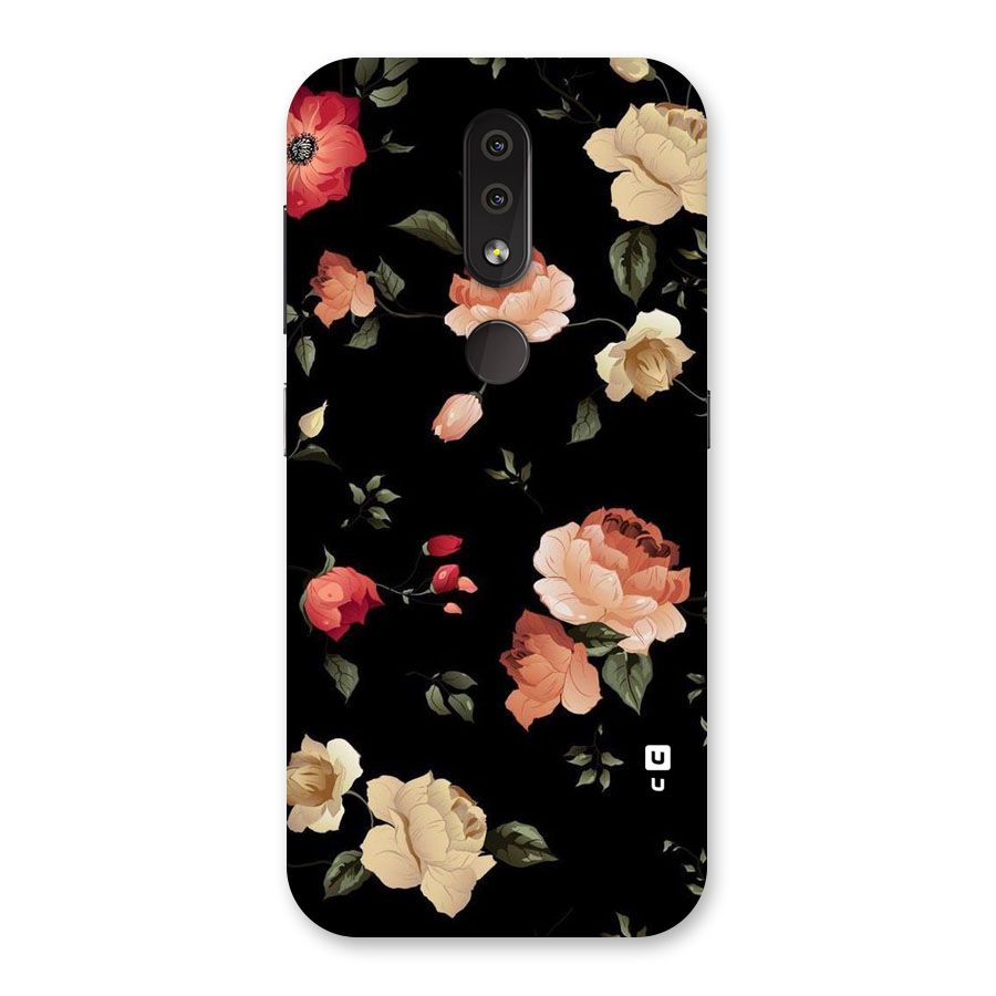 Black Artistic Floral Back Case for Nokia 4.2