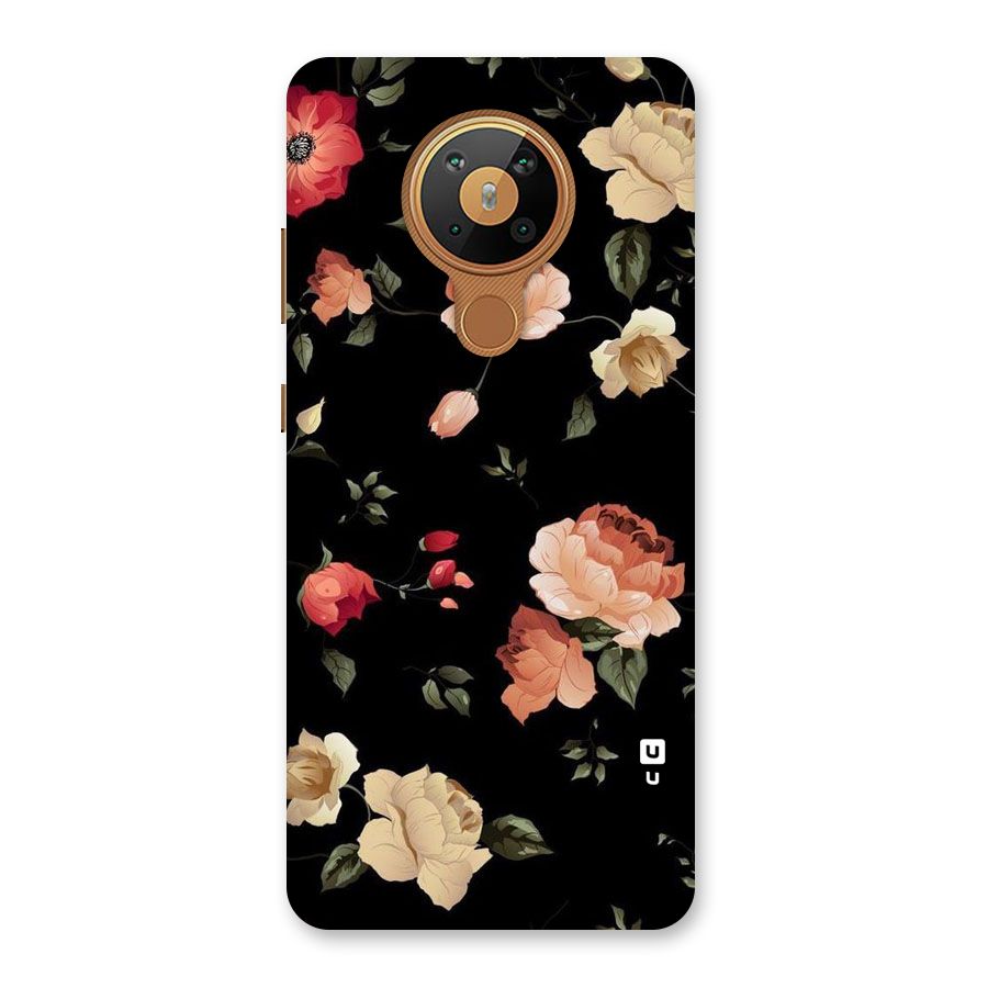 Black Artistic Floral Back Case for Nokia 5.3
