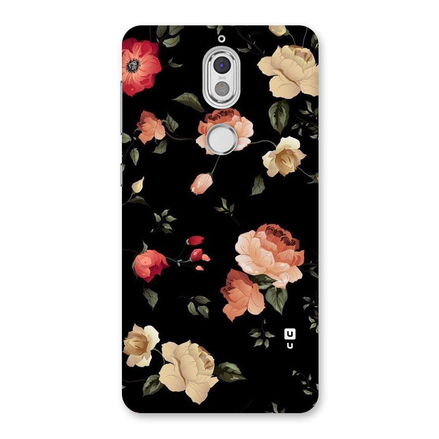Black Artistic Floral Back Case for Nokia 7