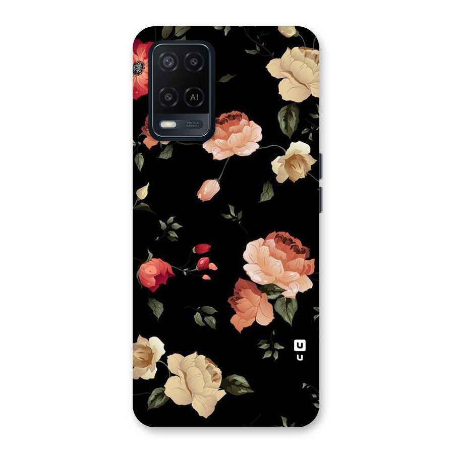 Black Artistic Floral Back Case for Oppo A54