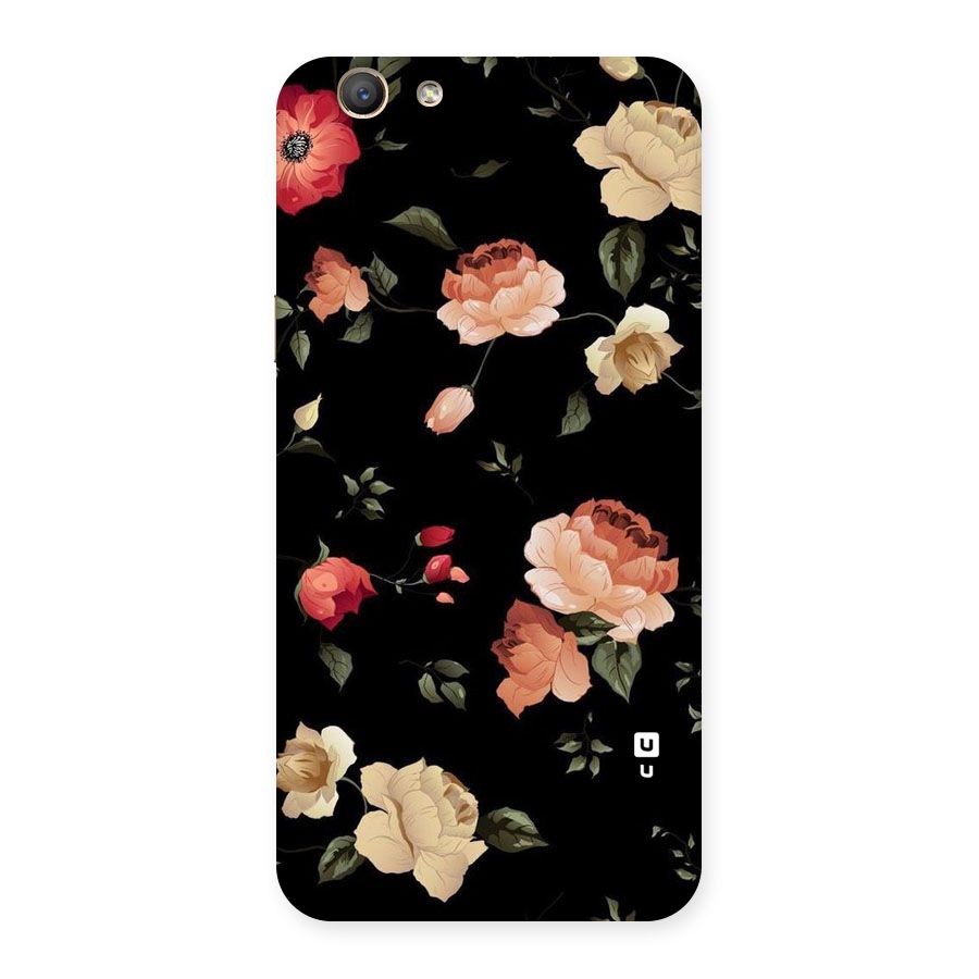 Black Artistic Floral Back Case for Oppo A59