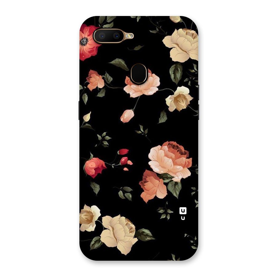 Black Artistic Floral Back Case for Oppo A5s
