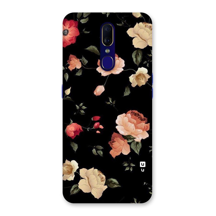 Black Artistic Floral Back Case for Oppo F11
