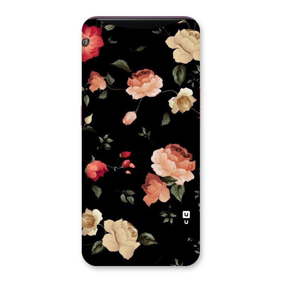 Black Artistic Floral Back Case for Oppo Find X