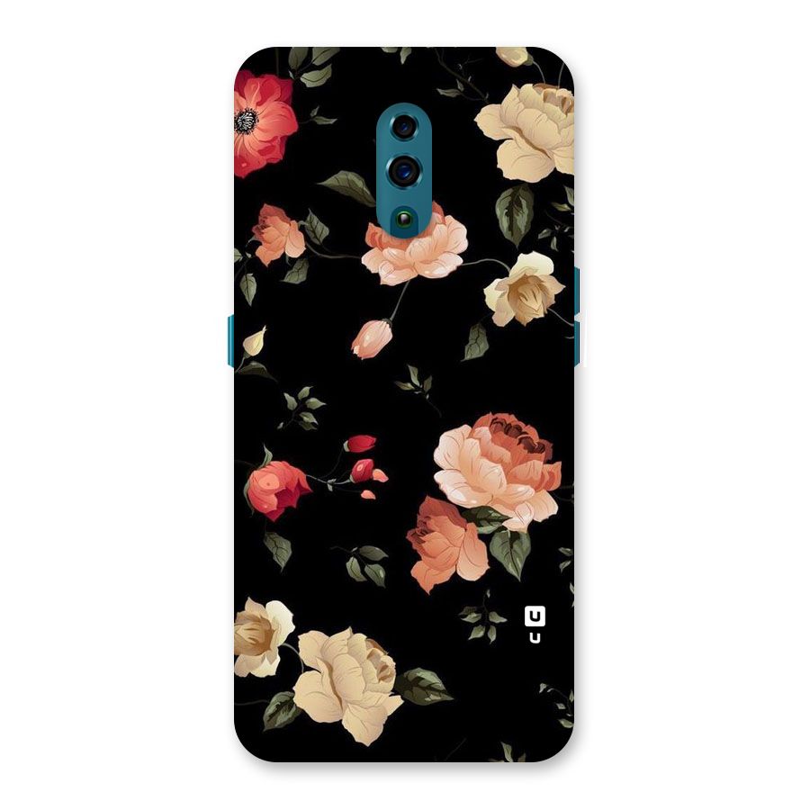 Black Artistic Floral Back Case for Oppo Reno