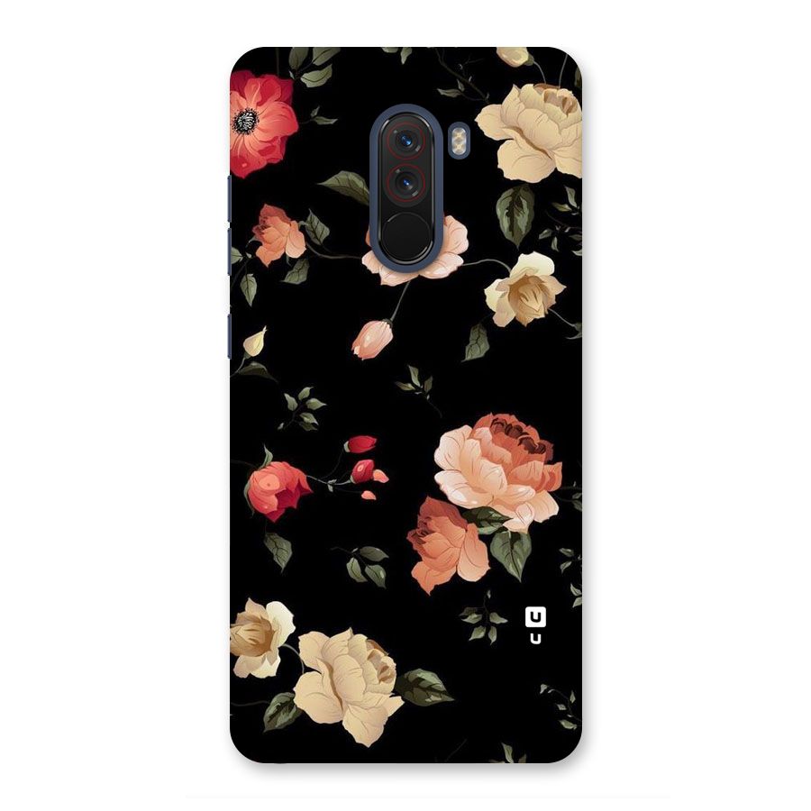 Black Artistic Floral Back Case for Poco F1