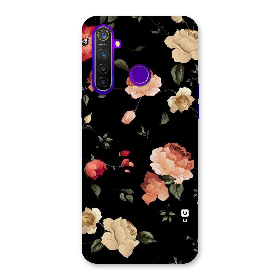 Black Artistic Floral Back Case for Realme 5 Pro
