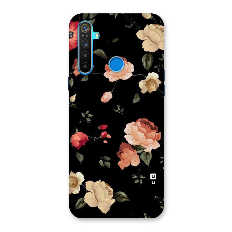 Black Artistic Floral Back Case for Realme 5s