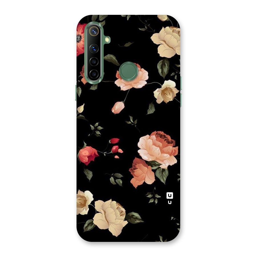 Black Artistic Floral Back Case for Realme Narzo 10