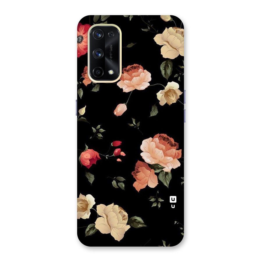 Black Artistic Floral Glass Back Case for Realme X7 Pro