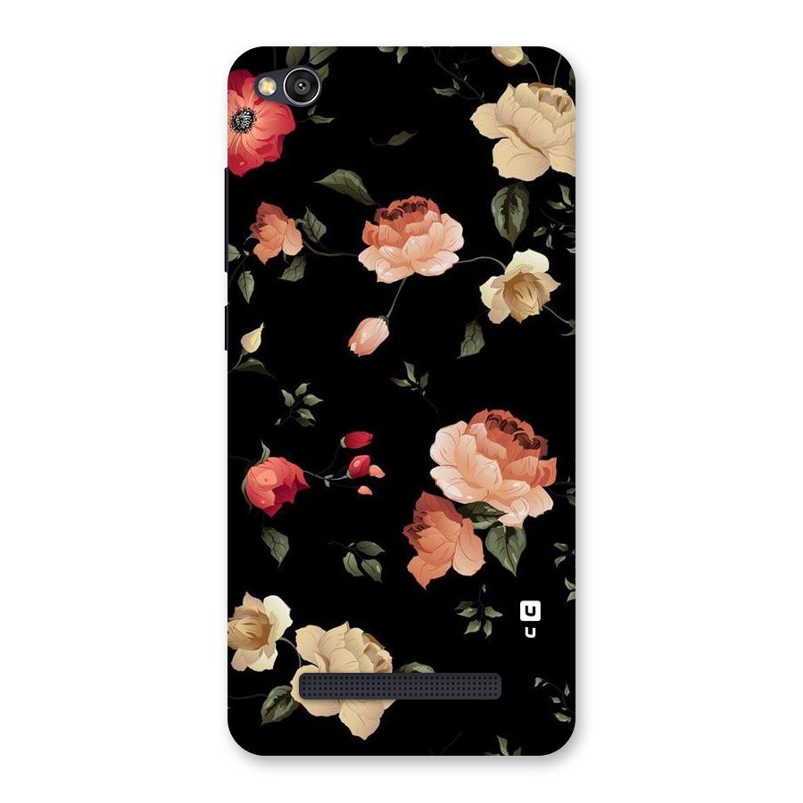 Black Artistic Floral Back Case for Redmi 4A