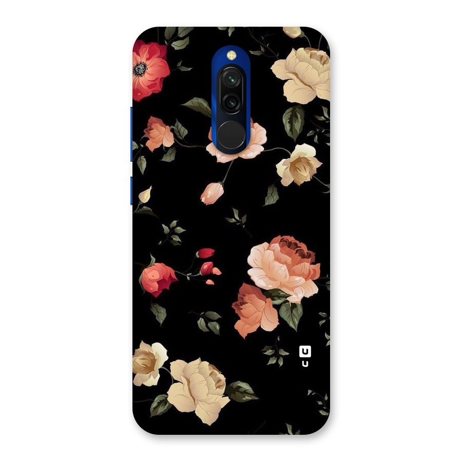 Black Artistic Floral Back Case for Redmi 8