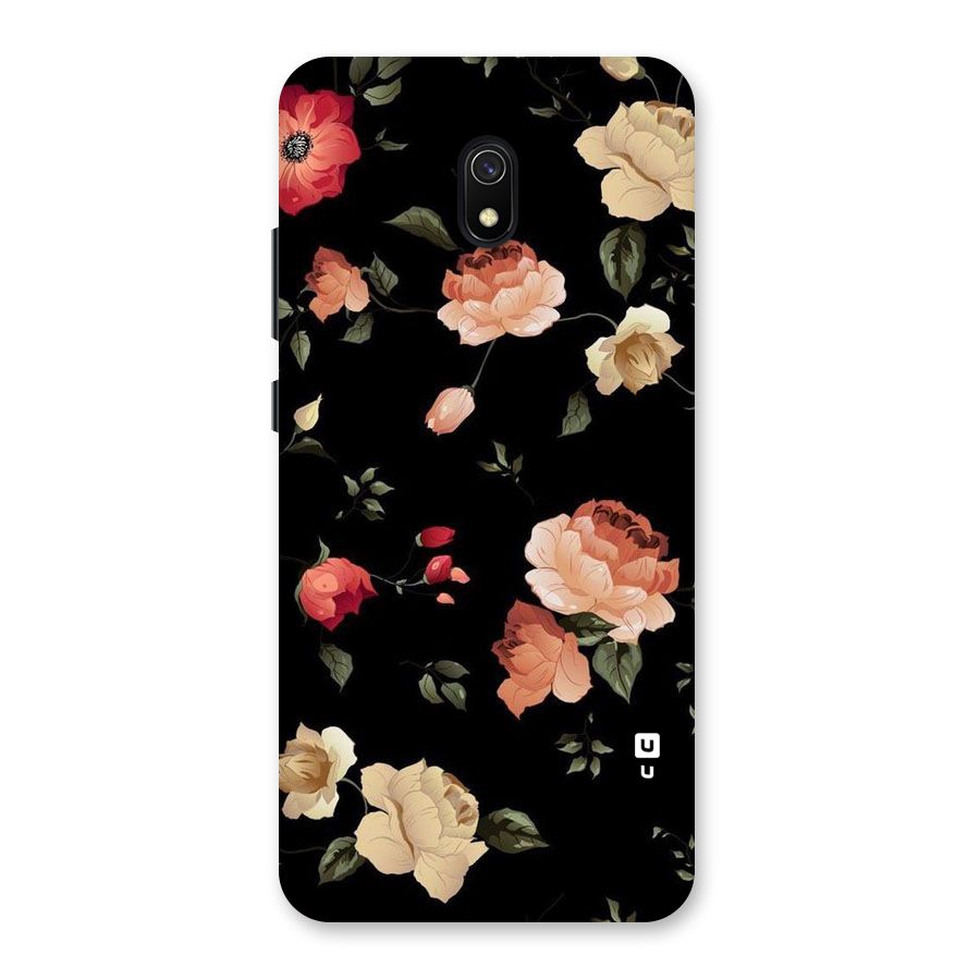 Black Artistic Floral Back Case for Redmi 8A