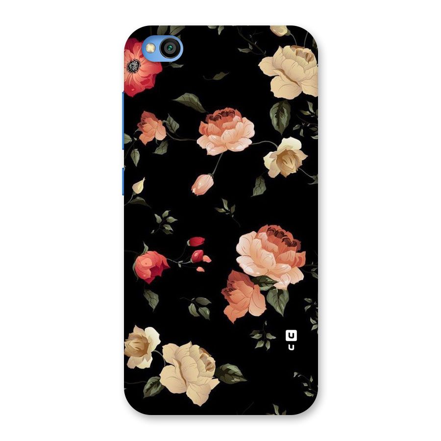 Black Artistic Floral Back Case for Redmi Go