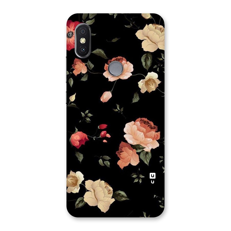 Black Artistic Floral Back Case for Redmi Y2