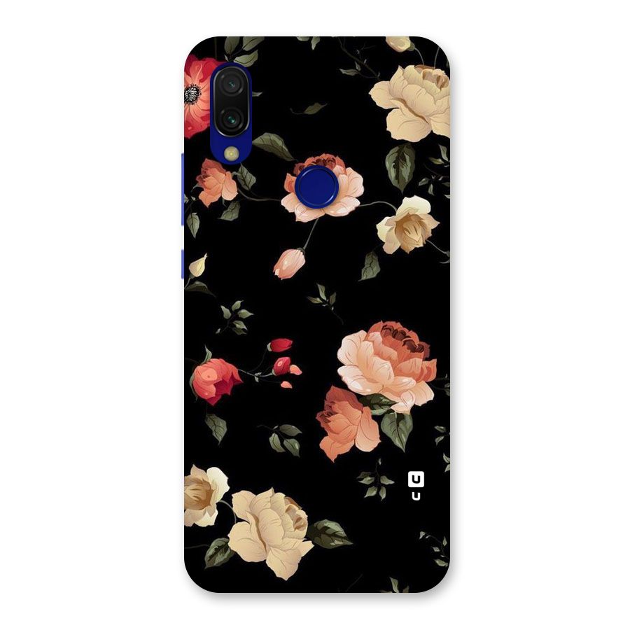 Black Artistic Floral Back Case for Redmi Y3