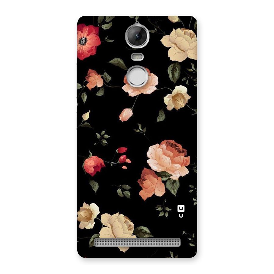 Black Artistic Floral Back Case for Vibe K5 Note