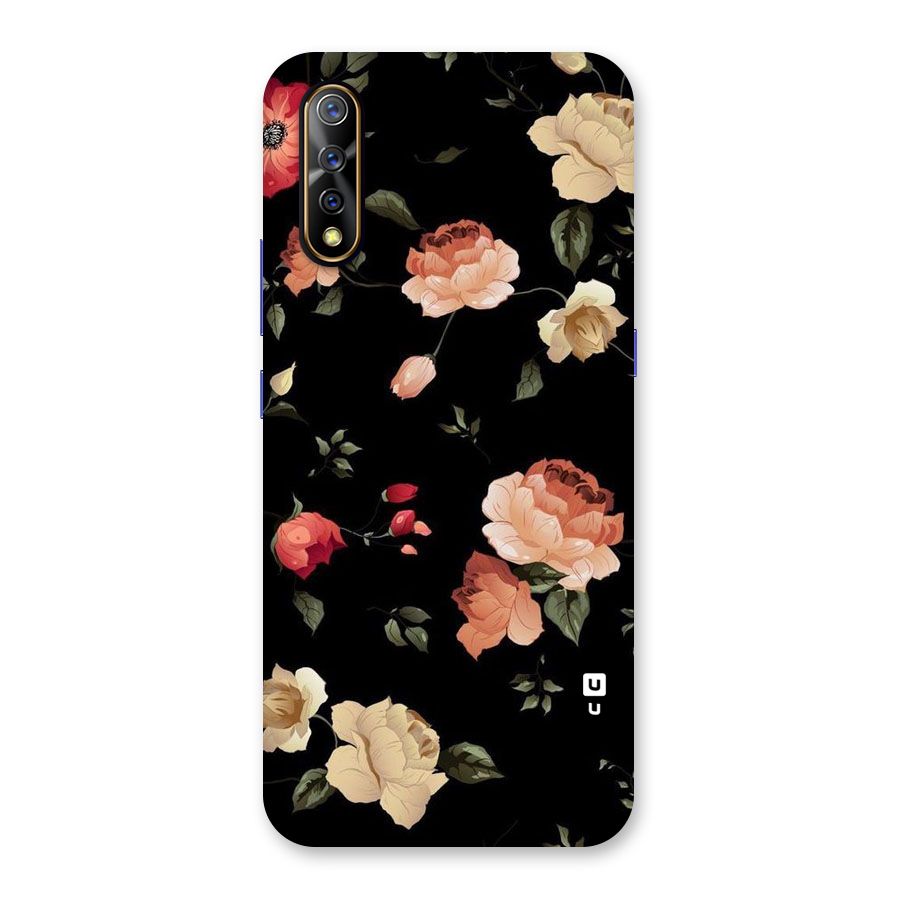 Black Artistic Floral Back Case for Vivo S1